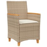 vidaXL Set de salle à manger de jardin 5 pièces avec coussins Beige Poly Rattan