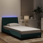 vidaXL Cadre de lit avec LED sans matelas vert foncé 100x200cm velours