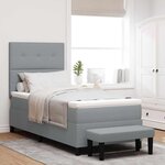 vidaXL Lit à ressorts avec tête de lit Gris clair 90 x 200 cm tissu