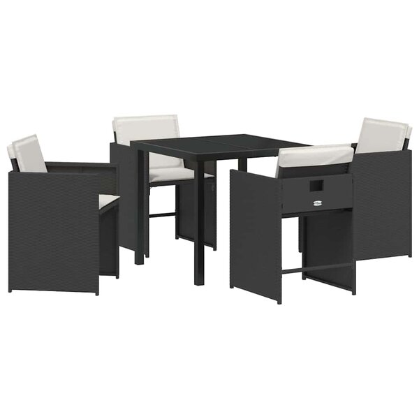 vidaXL Ensemble de salle à manger pour jardin 5 Pièces Noir polyrotin
