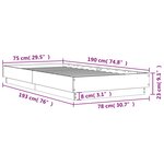 vidaXL Cadre de lit sans matelas avec lumières LED chêne fumé 75x190cm