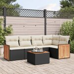 vidaXL Salon de jardin 6 Pièces avec coussins noir résine tressée