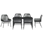 vidaXL Ensemble de salle à manger de jardin 7 pièces avec coussins noir poly rattan