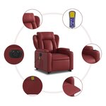 vidaXL Fauteuil inclinable de massage électrique rouge bordeaux