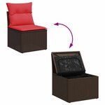 vidaXL Chaise de jardin sans accoudoirs avec coussins en résine tressée marron