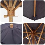 vidaXL Parasol de jardin Ø 240 x 260 cm Bambou Rond Gris foncé