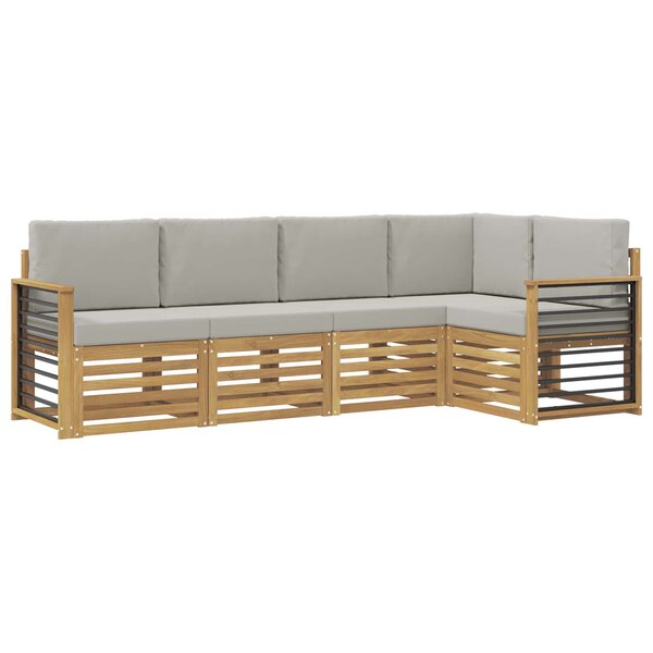 vidaXL Ensemble de canapés d'extérieur 5 pc Blanc et gris clair