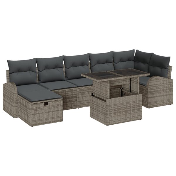 vidaXL Ensemble de canapés de jardin 8 pièces avec coussins gris poly rotin