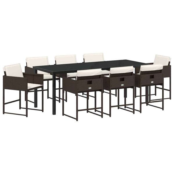 vidaXL Ensemble de salle à manger pour jardin 9 pc Marron polyrotin