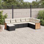 vidaXL Salon de jardin 8 Pièces avec coussins noir résine tressée