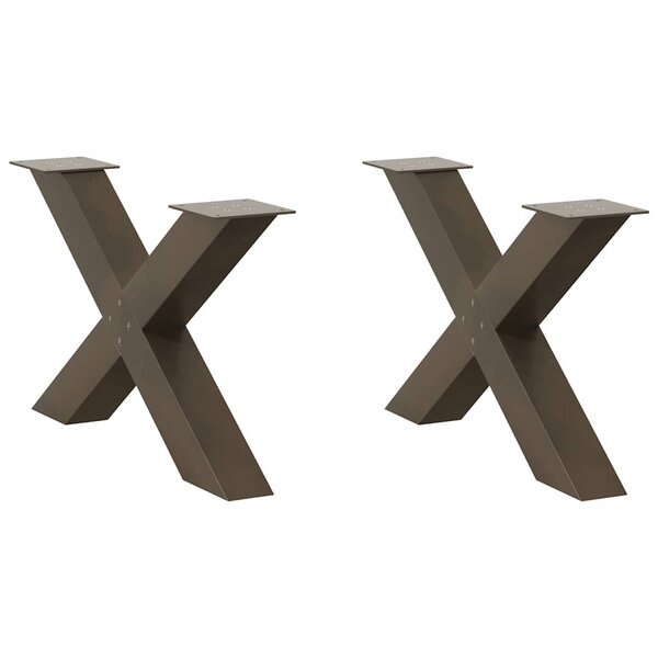 vidaXL Pieds de table basse en forme de X  2 pièces  acier naturel  70 x (42-43) cm