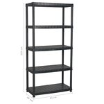 vidaXL Étagère de rangement à 5 niveaux Noir 85x40x185 cm Plastique