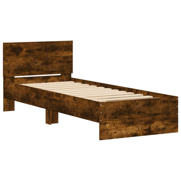 vidaXL Cadre de lit tête de lit chêne fumé 90x190 cm bois ingénierie