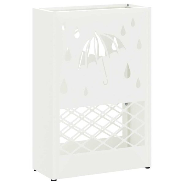vidaXL Porte-parapluie avec stockage Blanc 28 x 12 x 41 cm Métal