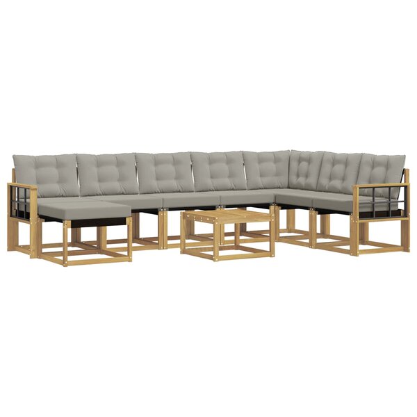vidaXL Ensemble de canapés d'extérieur 9 pc Blanc et gris clair