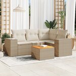 vidaXL Salon de jardin avec coussins 5 Pièces beige résine tressée