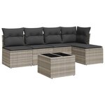 vidaXL Salon de jardin 6 Pièces avec coussins gris clair résine tressée