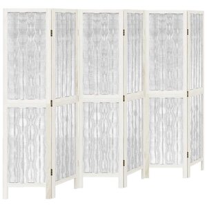 vidaXL Cloison de séparation 6 panneaux blanc bois de paulownia massif
