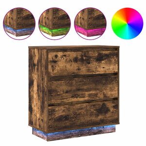 vidaXL Cabinet de chevet avec tiroir Chêne fumé 71 x 34 5 x 75 cm