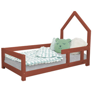 Lit cabane enfant POPPI 90 x 200 rouge brique 1