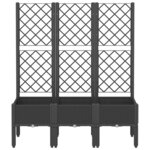 vidaXL Jardinière avec treillis noir 120x40x142 cm PP