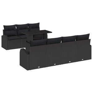 vidaXL Ensemble de canapé de jardin 8 Pièces Noir Poly Rattan