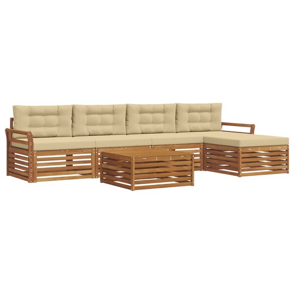 vidaXL Ensemble de canapés d'extérieur 6 Pièces Naturel et Beige