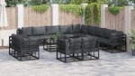 vidaXL Ensemble de canapé de jardin avec coussin 14 Pièces Noir Aluminium