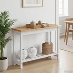VidaXL Table console EKAI Blanc 112 x 35 x 76 cm Bois de pin massif