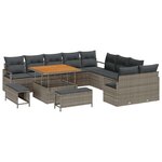vidaXL Ensemble de canapé de jardin avec coussin 13 Pièces Gris