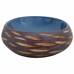 vidaXL Vasque à poser marron et bleu ovale 59x40x15 cm céramique