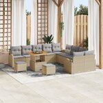 Ensemble de canapé de jardin vidaXL 13 pièces avec coussins beige poly rotin acacia