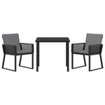 vidaXL Ensemble de salle à manger pour jardin 3 Pièces Noir
