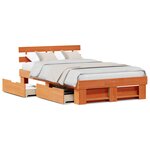 vidaXL Cadre de Lit avec Tiroirs Marron Ciré 140x190 cm Bois de Pin Massif