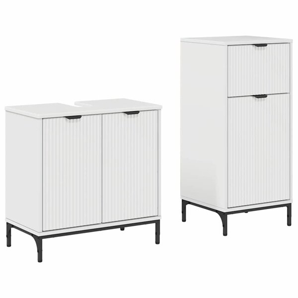 vidaXL Ensemble de mobilier de salle de bain 2 Pièces Blanc brillant