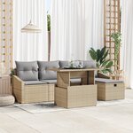 vidaXL Canapé de jardin 6 pièces avec coussins en beige en poly rotin