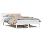 vidaXL Cadre de lit avec tête de lit blanc 150x200 cm bois de pin massif