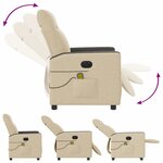 vidaXL Fauteuil inclinable de massage électrique crème tissu