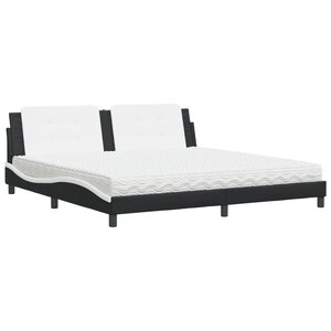 vidaXL Lit avec matelas Zadar noir et blanc 200x200 cm similicuir