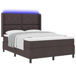 vidaXL Lit à ressorts avec matelas Marron foncé 140 x 190 cm tissu