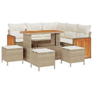 vidaXL Ensemble de canapé de jardin 8 Pièces Beige et crème