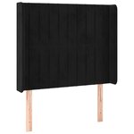 vidaXL Tête de lit avec oreilles Noir 93x16x118/128 cm Velours