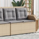 vidaXL Banc inclinable de jardin avec coussins beige résine tressée
