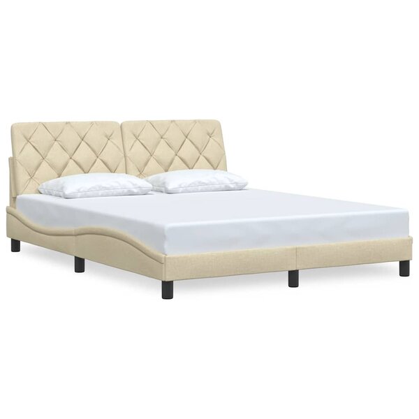 vidaXL Cadre de lit sans matelas crème 160x200 cm tissu