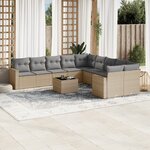 vidaXL Salon de jardin 11 Pièces avec coussins beige résine tressée