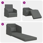 vidaXL Sofa Lit au Sol 2-en-1 Gris Foncé 65x80x83 cm Tissu