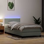vidaXL Sommier à lattes de lit et matelas et LED gris clair 90x210 cm velours