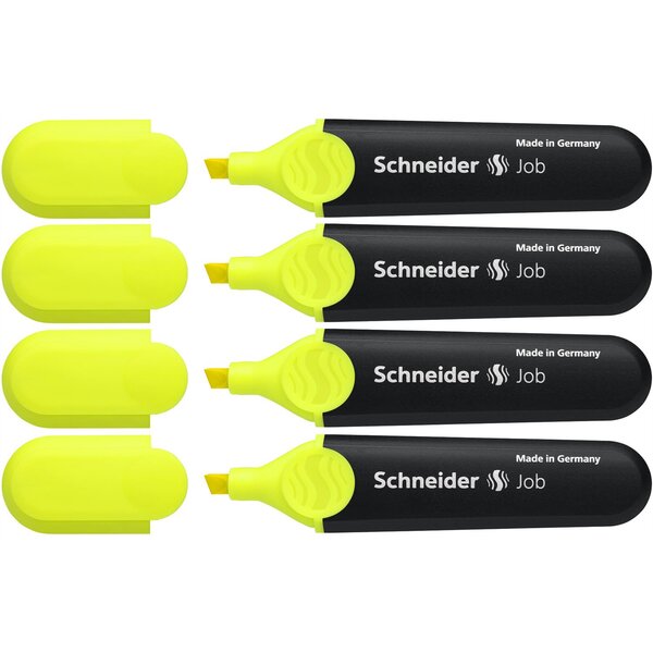 Surligneur Job jaune Pochette 4 pièces SCHNEIDER