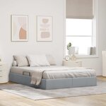 vidaXL Lit de Rangement avec stockage Gris clair 135 x 190 cm Tissu