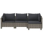 vidaXL Salon de jardin 4 Pièces avec coussins Gris Résine tressée